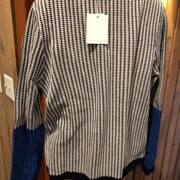 Lisa Todd Black and White Striped Crewneck Sweater - Picture 3 of 11